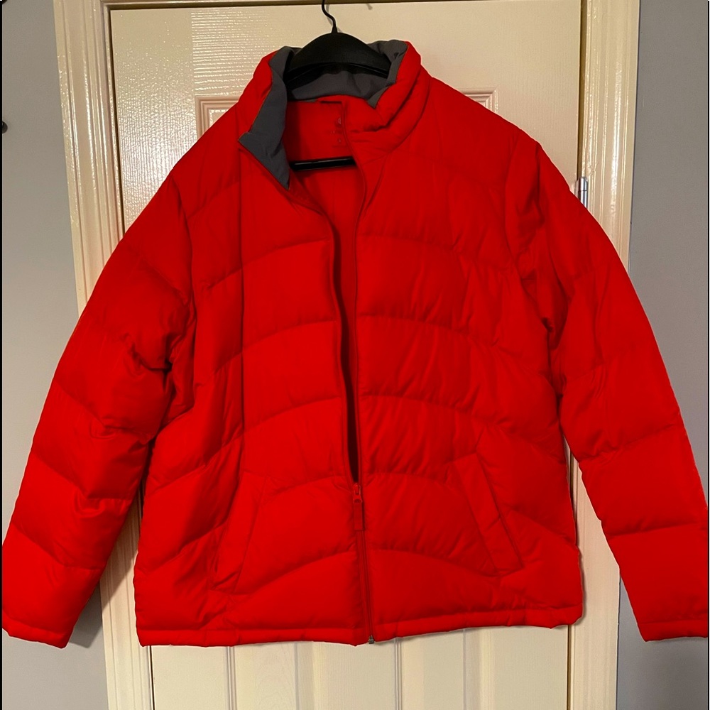 Lands End: women’s down coat in orange size extra-large/14-16